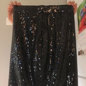 Black Sequin Party Skirt